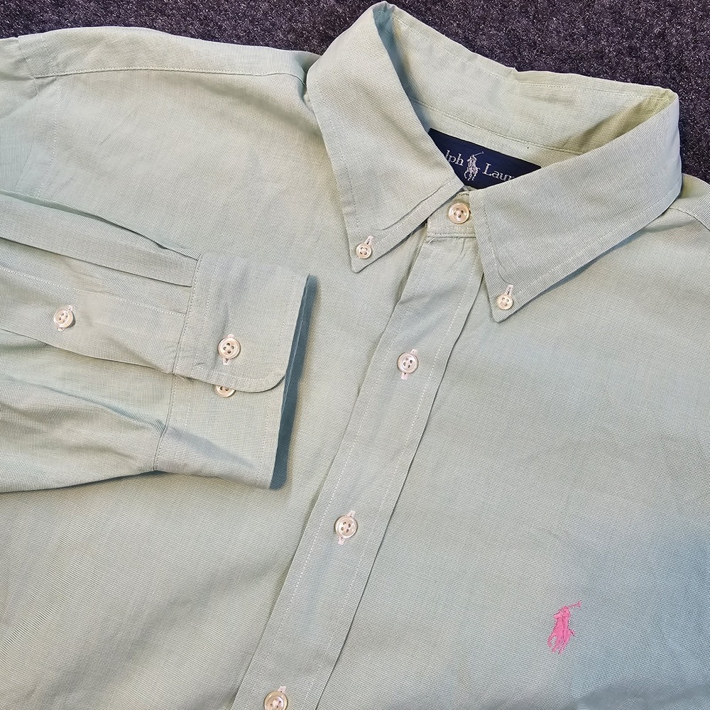 Ralph Lauren Classic Fit Light‎ Green Oxford Button Down Shirt Men's L 17 34-35